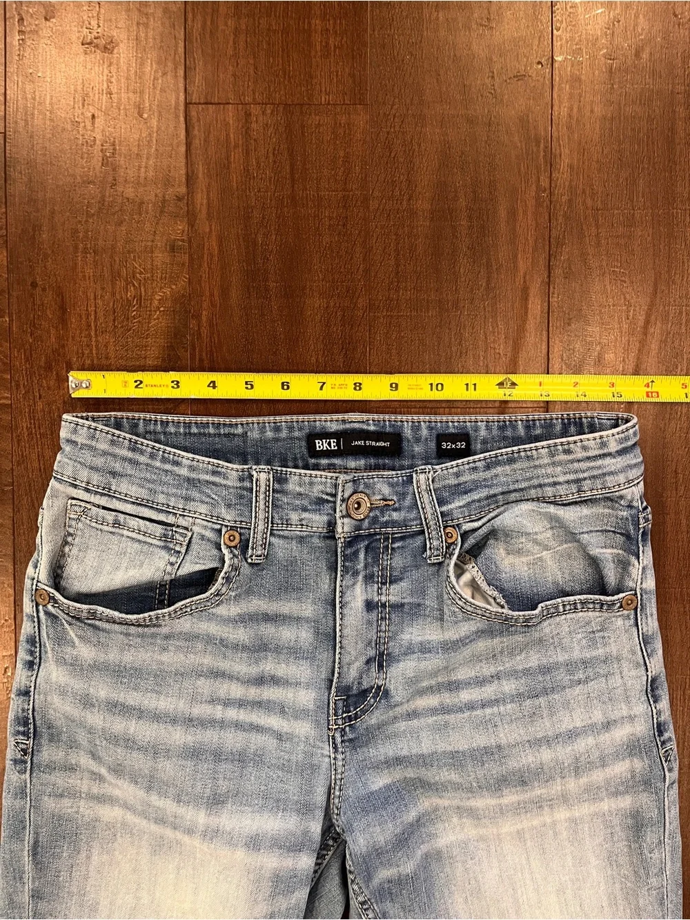 BKE Jake Straight Leg Jeans Mens 32x32 Blue Light Wash Regular Stretch Denim